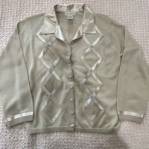 Vintage Banana Republic wool beaded silk collar cardigan